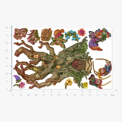 Autocolant perete 80x129 Creaturi magice din pădure și o casă în copac