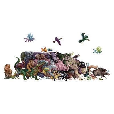 Autocolant perete 80x138 Animale din desene animate din lumea magică