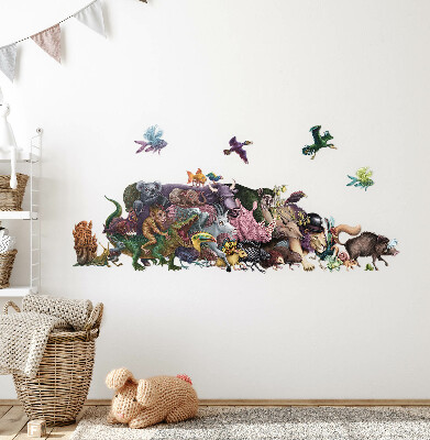 Autocolant perete 80x138 Animale din desene animate din lumea magică