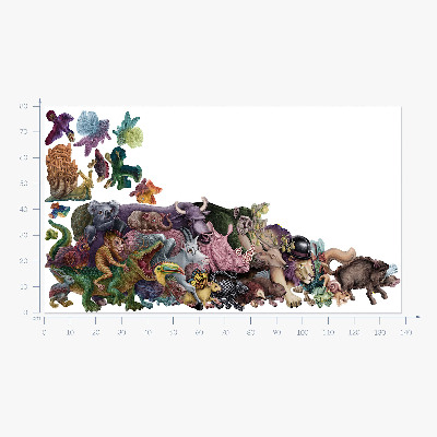 Autocolant perete 80x138 Animale din desene animate din lumea magică