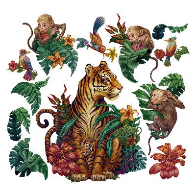 Autocolant de perete 80x105 Safari în junglă cu animale din desene animate