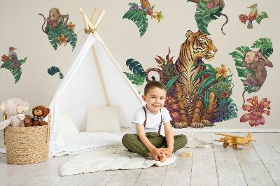 Autocolant de perete 80x105 Safari în junglă cu animale din desene animate