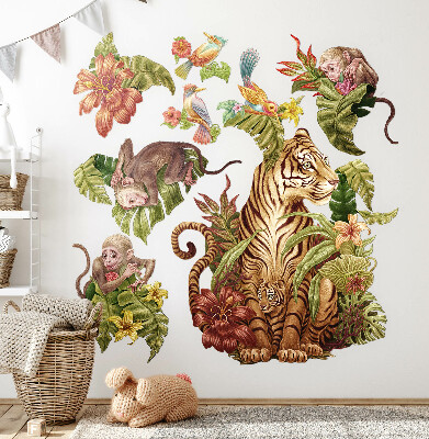 Autocolant pentru perete 80x106 Safari în junglă cu animale pastelate