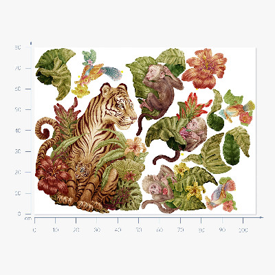 Autocolant pentru perete 80x106 Safari în junglă cu animale pastelate