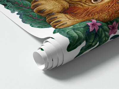Autocolant perete 80x126 Safari fiare exotice în stil de desene animate din jungla tropicală