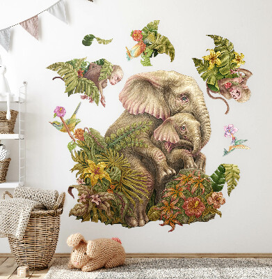 Autocolant perete 80x100 Safari cu animale exotice și vegetație