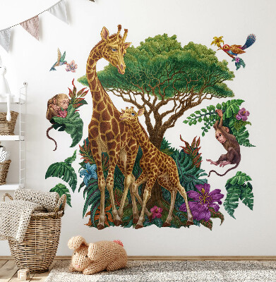 Autocolant de perete 80x119 Safari cu animale sălbatice sub formă de desene animate
