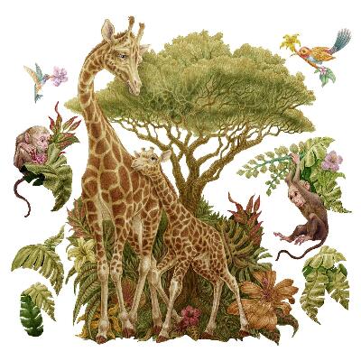 Autocolant pentru perete 80x120 Safari într-o versiune pastelată a naturii sălbatice