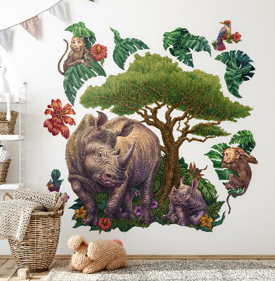 Autocolant perete 80x86 Animale sălbatice și vegetație de safari în desene