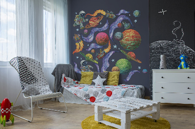 Autocolant pentru perete 80x124 Călătorie spațială cu rachete cu astronauți și planete