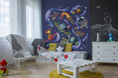 Autocolant perete 80x120 Rachete spațiale de astronauți în stil de desene animate