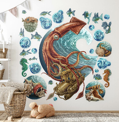 Autocolant de perete 80x81 Țara magică de creaturi subacvatice în desen