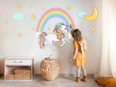 Autocolant perete 80x143 Unicorn colorat pe cerul curcubeului