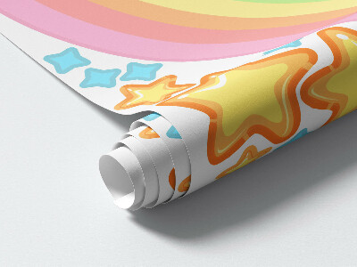 Autocolant perete 80x143 Unicorn colorat pe cerul curcubeului