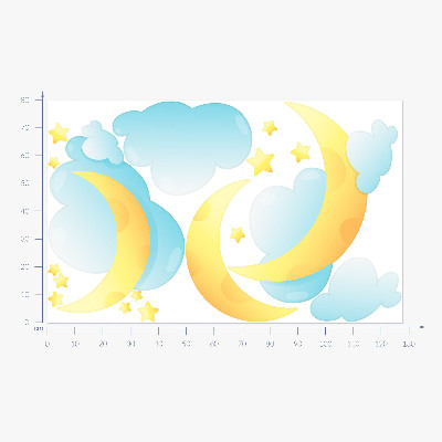 Autocolant pentru perete 80x128 Cer de noapte cu luna subtile si stele