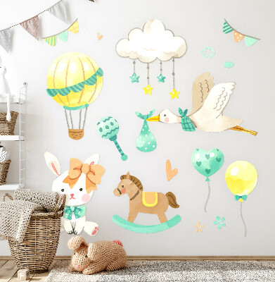 Autocolant perete 80x143 Jucării adorabile pastelate în stil acuarelă