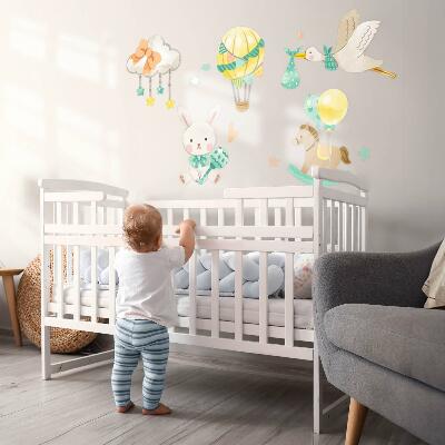 Autocolant perete 80x143 Jucării adorabile pastelate în stil acuarelă