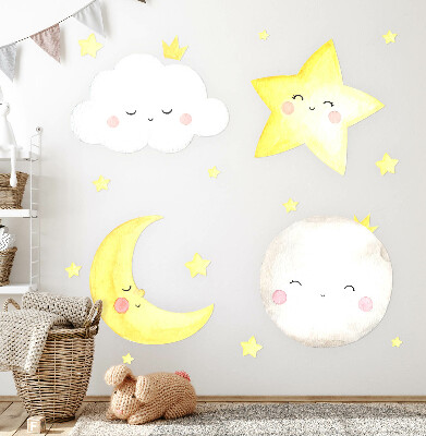 Autocolant pentru perete 80x145 Nori de noapte cu stele în pasteluri