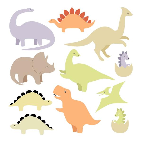Autocolant de perete 80x113 Dinozauri pastel adorabili