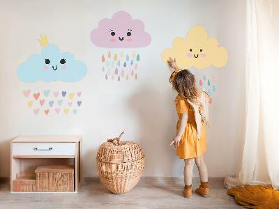 Autocolant pentru perete 80x103 Nori veseli cu ploaie in nuante pastelate