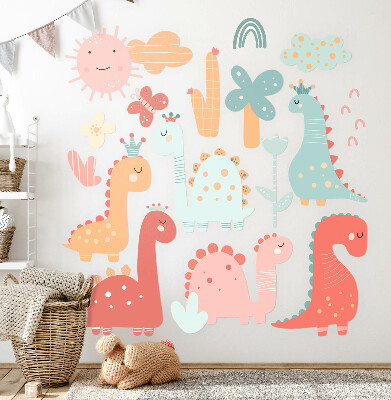 Autocolant de perete 80x122 Lumea pastelată a dinozaurilor în stil boho