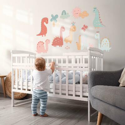 Autocolant de perete 80x122 Lumea pastelată a dinozaurilor în stil boho