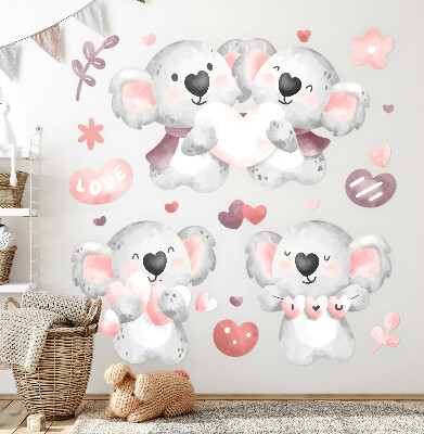Autocolant pentru perete 80x113 Koala drăguți pastel în stil acuarelă