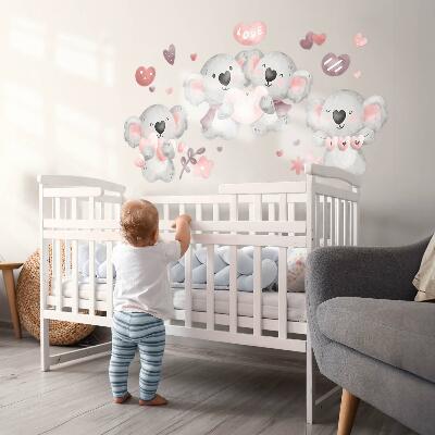 Autocolant pentru perete 80x113 Koala drăguți pastel în stil acuarelă