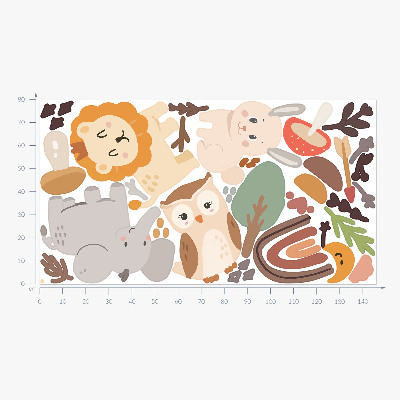 Autocolant perete 80x146 Model fermecător de animale în stil boho