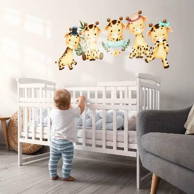Autocolant perete 80x135 Girafele pastelate în stil safari în acuarelă