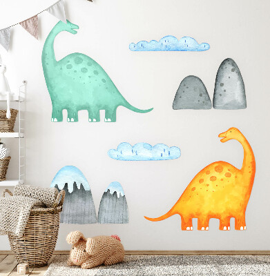 Autocolant perete 80x143 Dinozauri în peisaje de acuarelă pastel