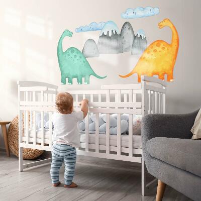 Autocolant perete 80x143 Dinozauri în peisaje de acuarelă pastel