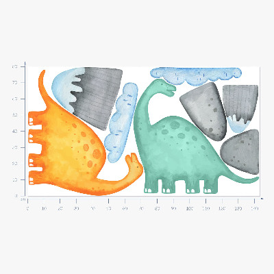Autocolant perete 80x143 Dinozauri în peisaje de acuarelă pastel