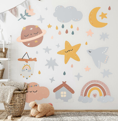 Autocolant perete 80x132 Boho în nuanțe pastelate de cer și spațiu