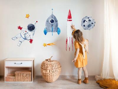 Autocolant perete 80x135 Model pastel spațial cu astronaut și rachete