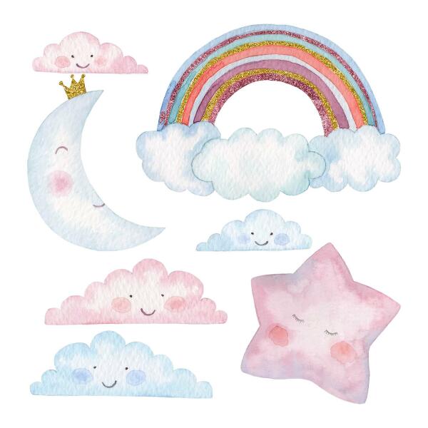 Autocolant de perete 80x110 Cer magic pastel în stil acuarelă