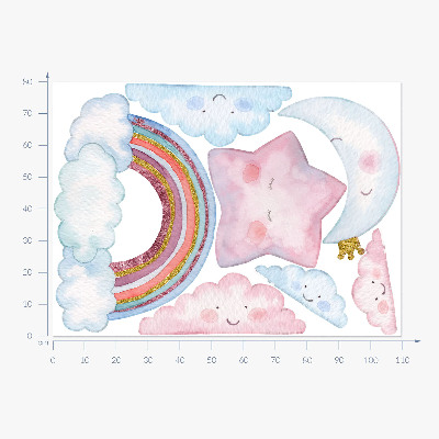 Autocolant de perete 80x110 Cer magic pastel în stil acuarelă