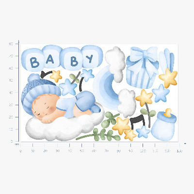Autocolant perete 80x129 Decoratiuni in acuarela pastel pentru un baiat