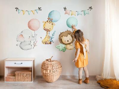 Autocolant pentru perete 80x122 Animale drăguțe pastel cu baloane boho