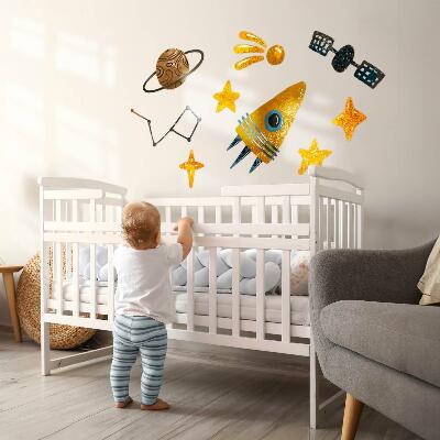 Autocolant pentru perete 80x115 Ilustrații cu rachete ale planetelor și stelelor din spațiu