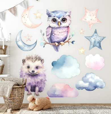 Autocolant de perete 80x106 Animale în magia pastelată a cerului nopții