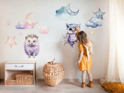 Autocolant de perete 80x106 Animale în magia pastelată a cerului nopții