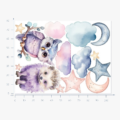 Autocolant de perete 80x106 Animale în magia pastelată a cerului nopții