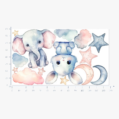 Autocolant pentru perete 80x138 Animale drăguțe pe cerul nopții pastelate