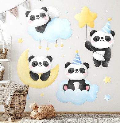 Autocolant de perete 80x113 Panda drăguț pe un cer pastel în acuarelă