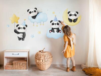 Autocolant de perete 80x113 Panda drăguț pe un cer pastel în acuarelă