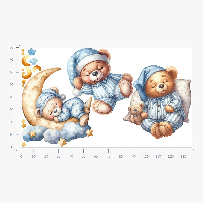 Autocolant perete 80x137 Ursuleți de pluș în spațiu acuarelă cer pastel