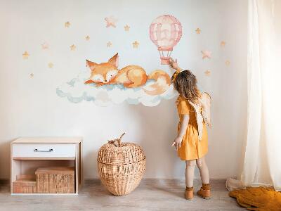 Autocolant perete 80x125 Vulpe pastel într-un nor cu stele și un balon