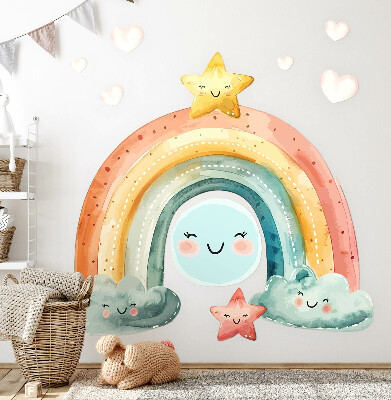 Autocolant de perete 80x88 Curcubeu pastel cu stele în natură