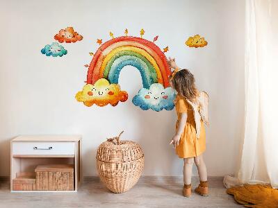 Autocolant pentru perete 80x95 Nori colorați și cer acuarelă curcubeu